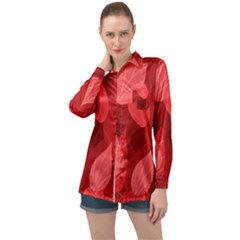 Leaf Design Leaf Background Red Long Sleeve Satin Shirt