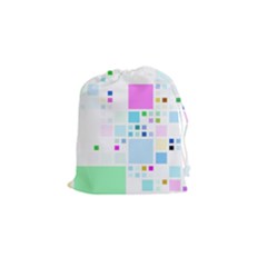 Square Colorful Pattern Geometric Drawstring Pouch (small) by Pakrebo