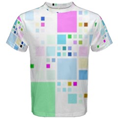 Square Colorful Pattern Geometric Men s Cotton Tee by Pakrebo