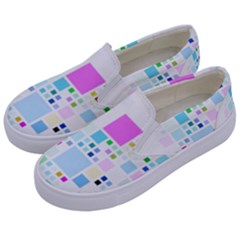 Square Colorful Pattern Geometric Kids  Canvas Slip Ons by Pakrebo