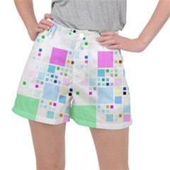 Square Colorful Pattern Geometric Ripstop Shorts by Pakrebo