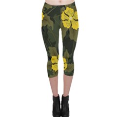 Flower Vector Background Capri Leggings  by Pakrebo