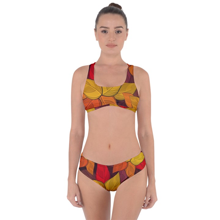 Flower Background Flower Design Criss Cross Bikini Set