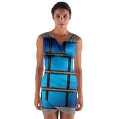 Film Filmstrip Black Photograph Wrap Front Bodycon Dress by Pakrebo