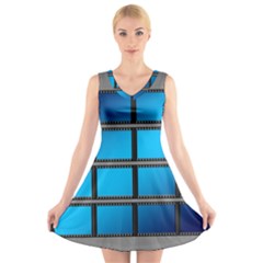 Film Filmstrip Black Photograph V-neck Sleeveless Dress by Pakrebo