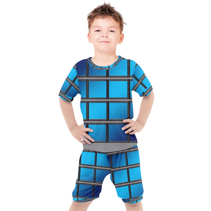 Film Filmstrip Black Photograph Kids  Tee and Shorts Set