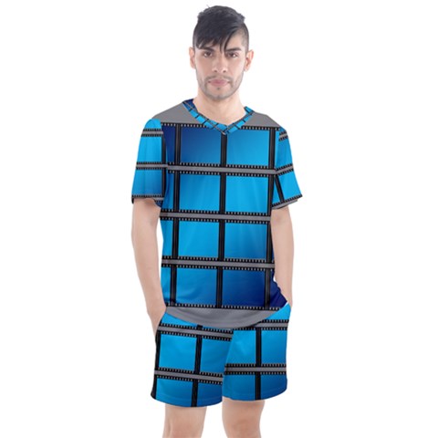 Film Filmstrip Black Photograph Men s Mesh Tee And Shorts Set by Pakrebo