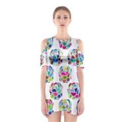 Flowers Floral Pattern Decorative Shoulder Cutout One Piece Dress by Pakrebo