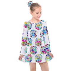 Flowers Floral Pattern Decorative Kids  Long Sleeve Dress by Pakrebo