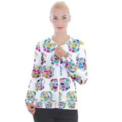 Flowers Floral Pattern Decorative Casual Zip Up Jacket by Pakrebo