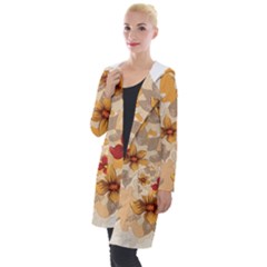 Flower Vector Background Hooded Pocket Cardigan by Pakrebo