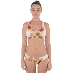 Flower Vector Background Cross Back Hipster Bikini Set by Pakrebo