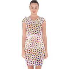 Illustration Abstract Pattern Polka Dot Capsleeve Drawstring Dress 