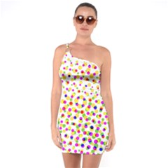 Illustration Abstract Pattern Polka Dot One Soulder Bodycon Dress