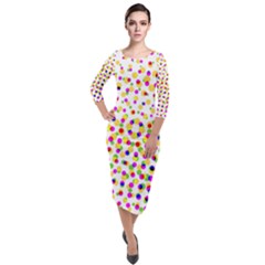 Illustration Abstract Pattern Polka Dot Quarter Sleeve Midi Velour Bodycon Dress by Pakrebo