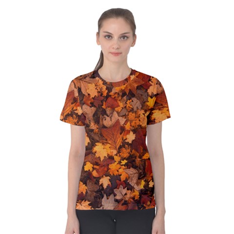 Fall Foliage Autumn Leaves October Women s Cotton Tee by Pakrebo