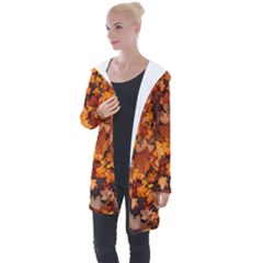 Fall Foliage Autumn Leaves October Longline Hooded Cardigan by Pakrebo