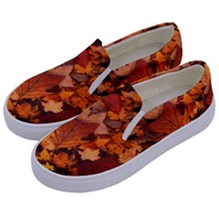 Fall Foliage Autumn Leaves October Kids  Canvas Slip Ons by Pakrebo