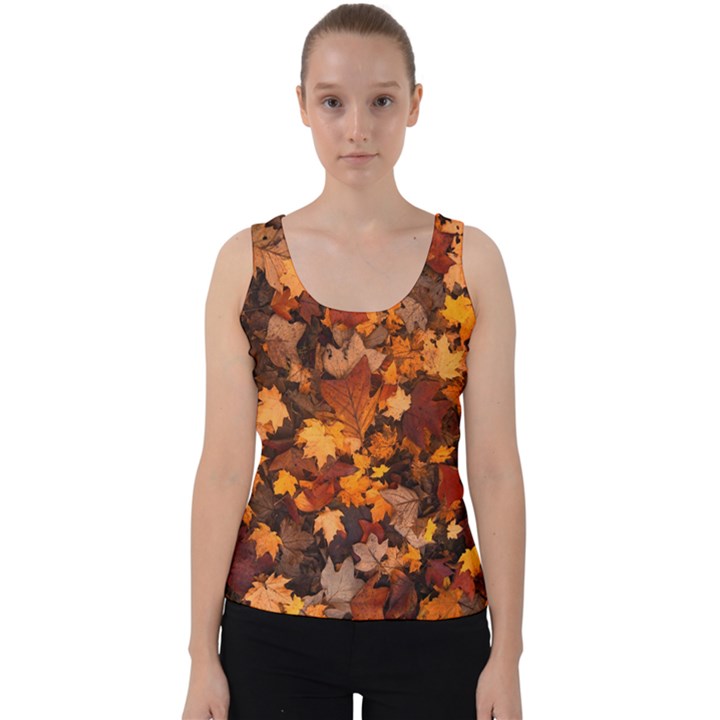 Fall Foliage Autumn Leaves October Velvet Tank Top