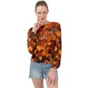 Fall Foliage Autumn Leaves October Banded Bottom Chiffon Top View1