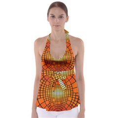 Pattern Background Rings Circle Orange Babydoll Tankini Top by Pakrebo