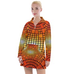 Pattern Background Rings Circle Orange Women s Long Sleeve Casual Dress by Pakrebo