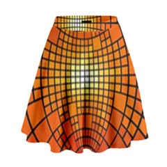 Pattern Background Rings Circle Orange High Waist Skirt by Pakrebo