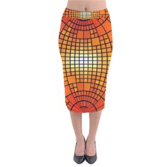 Pattern Background Rings Circle Orange Velvet Midi Pencil Skirt by Pakrebo