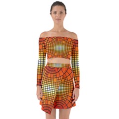 Pattern Background Rings Circle Orange Off Shoulder Top With Skirt Set by Pakrebo