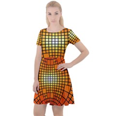 Pattern Background Rings Circle Orange Cap Sleeve Velour Dress  by Pakrebo