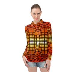 Pattern Background Rings Circle Orange Long Sleeve Chiffon Shirt