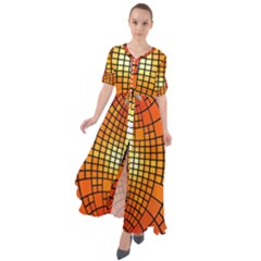 Pattern Background Rings Circle Orange Waist Tie Boho Maxi Dress