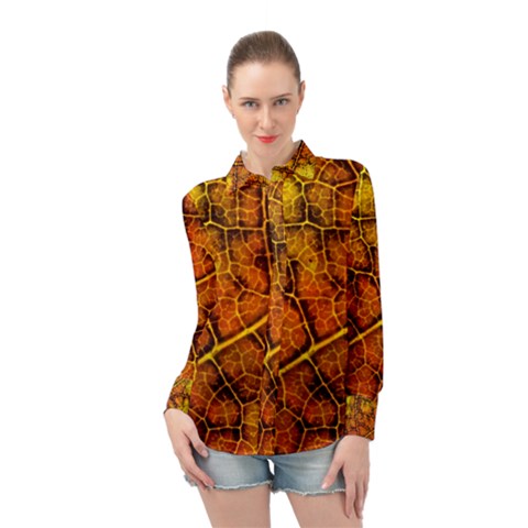 Autumn Leaves Forest Fall Color Long Sleeve Chiffon Shirt by Pakrebo