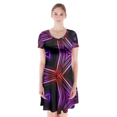 Pattern Abstract Wallpaper Art Short Sleeve V-neck Flare Dress