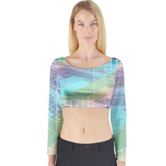 Abstract Lines Perspective Plan Long Sleeve Crop Top by Pakrebo