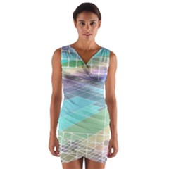 Abstract Lines Perspective Plan Wrap Front Bodycon Dress by Pakrebo