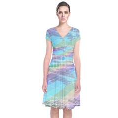 Abstract Lines Perspective Plan Short Sleeve Front Wrap Dress by Pakrebo