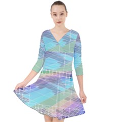 Abstract Lines Perspective Plan Quarter Sleeve Front Wrap Dress by Pakrebo