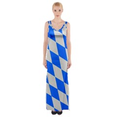 Pattern Geometric Wallpaper White Blue Maxi Thigh Split Dress