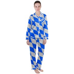 Pattern Geometric Wallpaper White Blue Satin Long Sleeve Pyjamas Set by Pakrebo