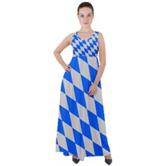 Pattern Geometric Wallpaper White Blue Empire Waist Velour Maxi Dress