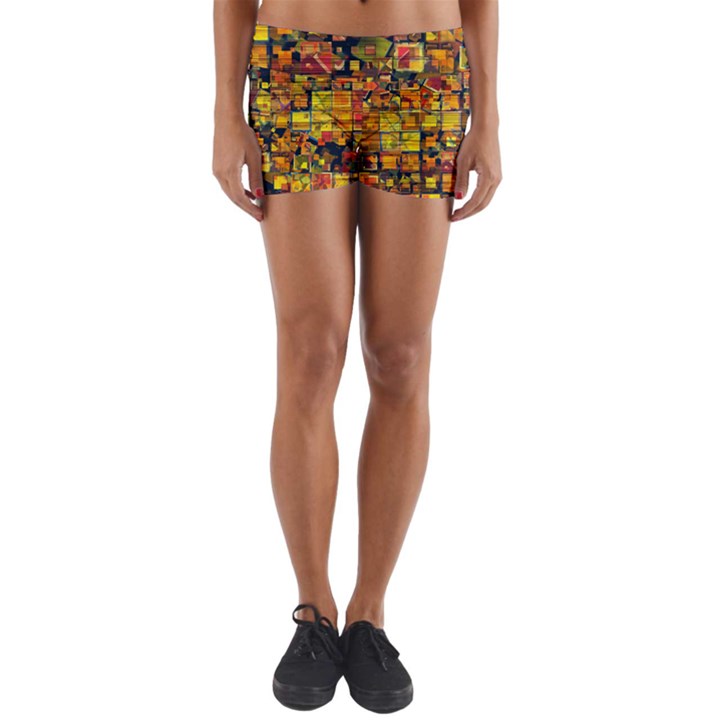 Color Abstract Artifact Pixel Yoga Shorts