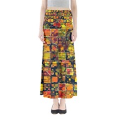 Color Abstract Artifact Pixel Full Length Maxi Skirt