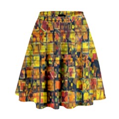 Color Abstract Artifact Pixel High Waist Skirt by Pakrebo