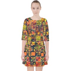 Color Abstract Artifact Pixel Pocket Dress by Pakrebo