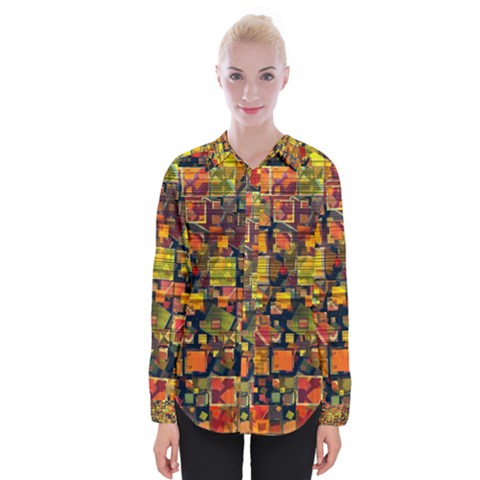 Color Abstract Artifact Pixel Womens Long Sleeve Shirt by Pakrebo