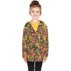 Color Abstract Artifact Pixel Kids  Double Breasted Button Coat