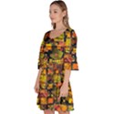 Color Abstract Artifact Pixel Velour Kimono Dress View2