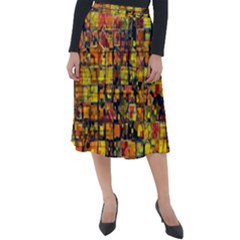 Color Abstract Artifact Pixel Classic Velour Midi Skirt  by Pakrebo