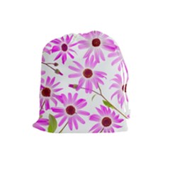 Pink Purple Daisies Design Flowers Drawstring Pouch (large) by Pakrebo